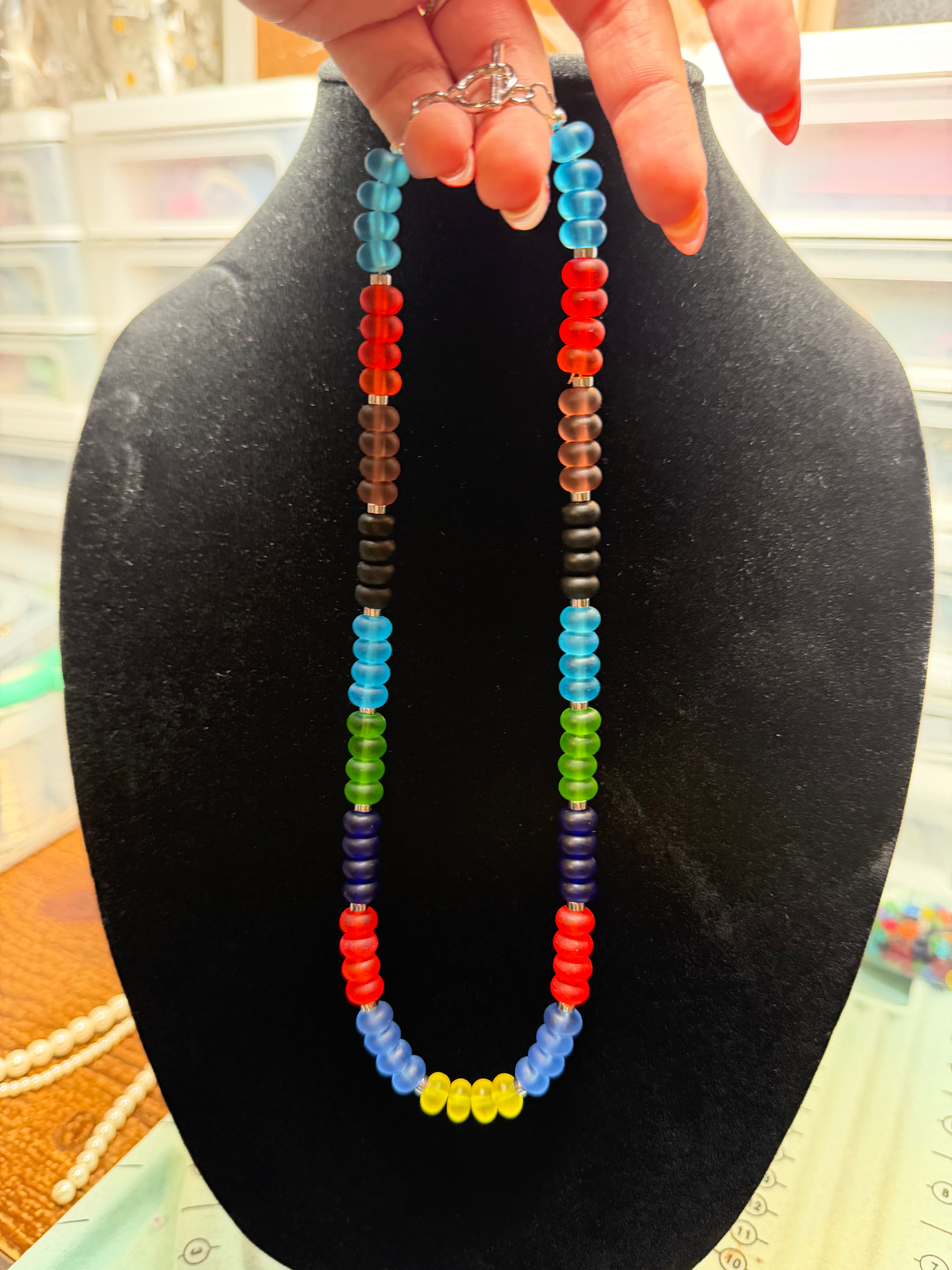 Handmade Beaded Necklace - Color Block
