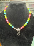 Handmade Beaded Necklace - Pastel Rainbow