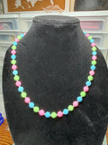 Handmade Beaded Necklace - Pastel Blue, Green, & Pink