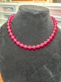 Handmade Beaded Necklace - Matte Acrylic Fuscia
