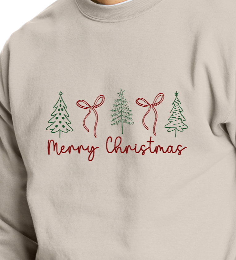 Merry Christmas Bows & Trees Pullover