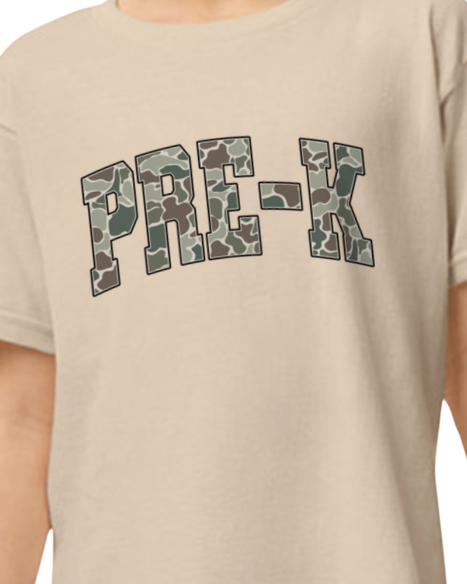Tan Camo Back to School Grade Tee (kids)