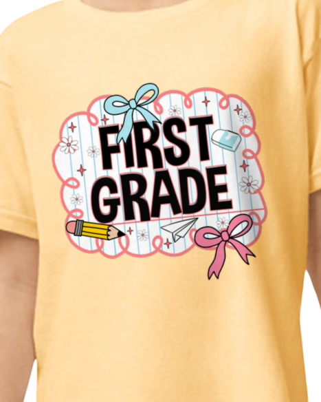 Preppy Yellow Back to School Grade Tee (kids)