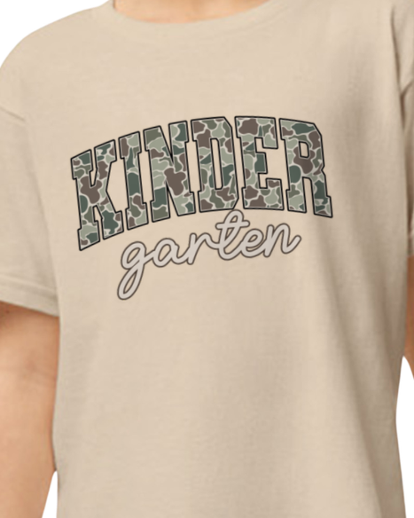 Tan Camo Back to School Grade Tee (kids)