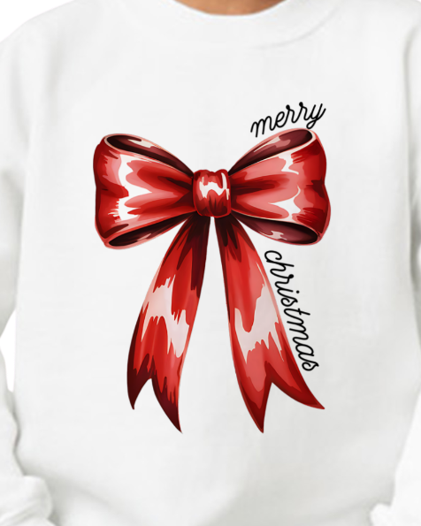 Merry Christmas Bow Pullover (Kids)